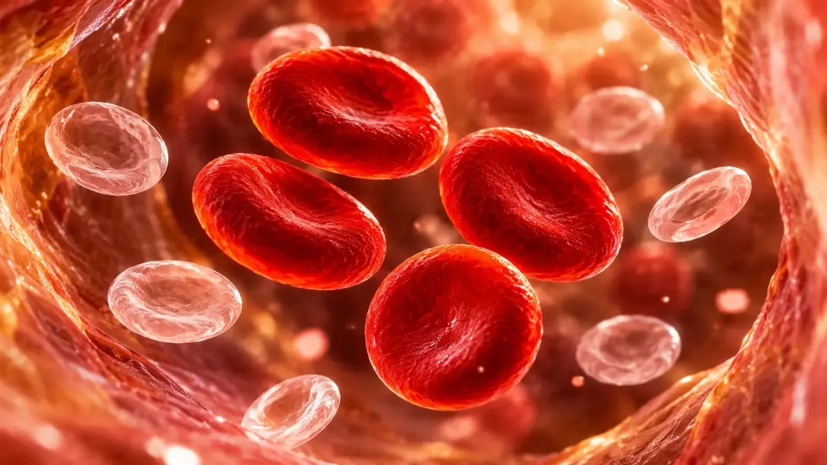 Doctor holding a blood vial showing pale red blood indicating mch low means reduced hemoglobin in red blood cells on a CBC lab report