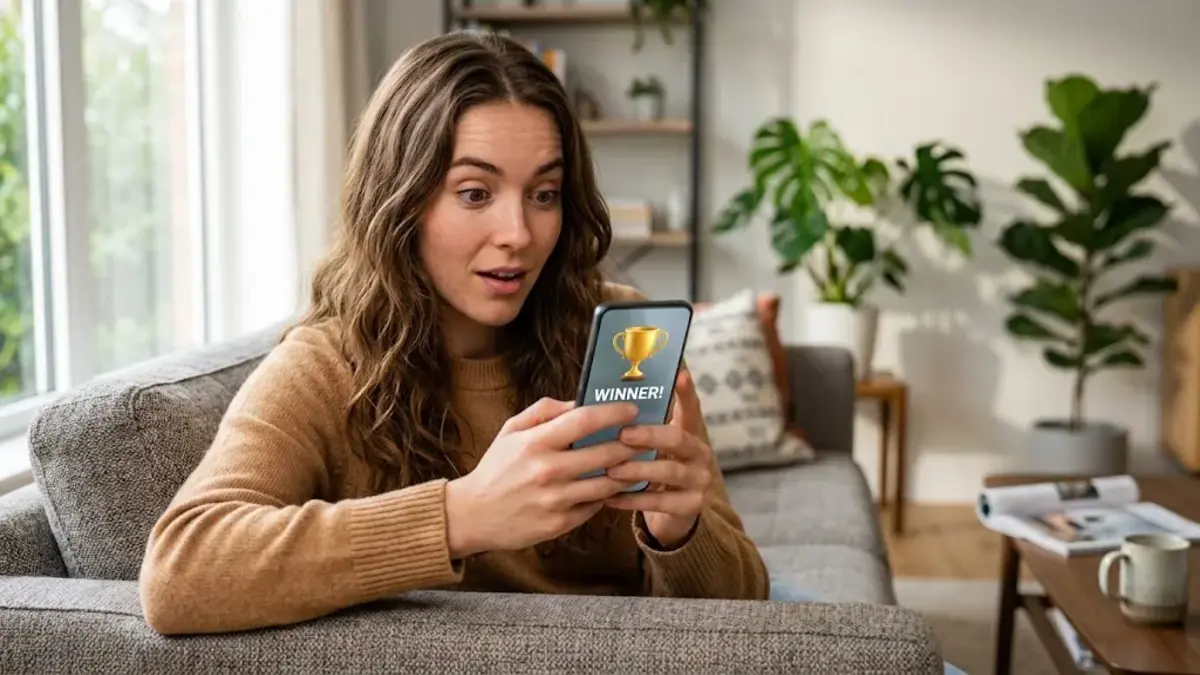 Young woman reading a text message to understand the NGL meaning in text